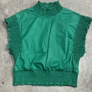 Green Women's Top - Blue Tassel